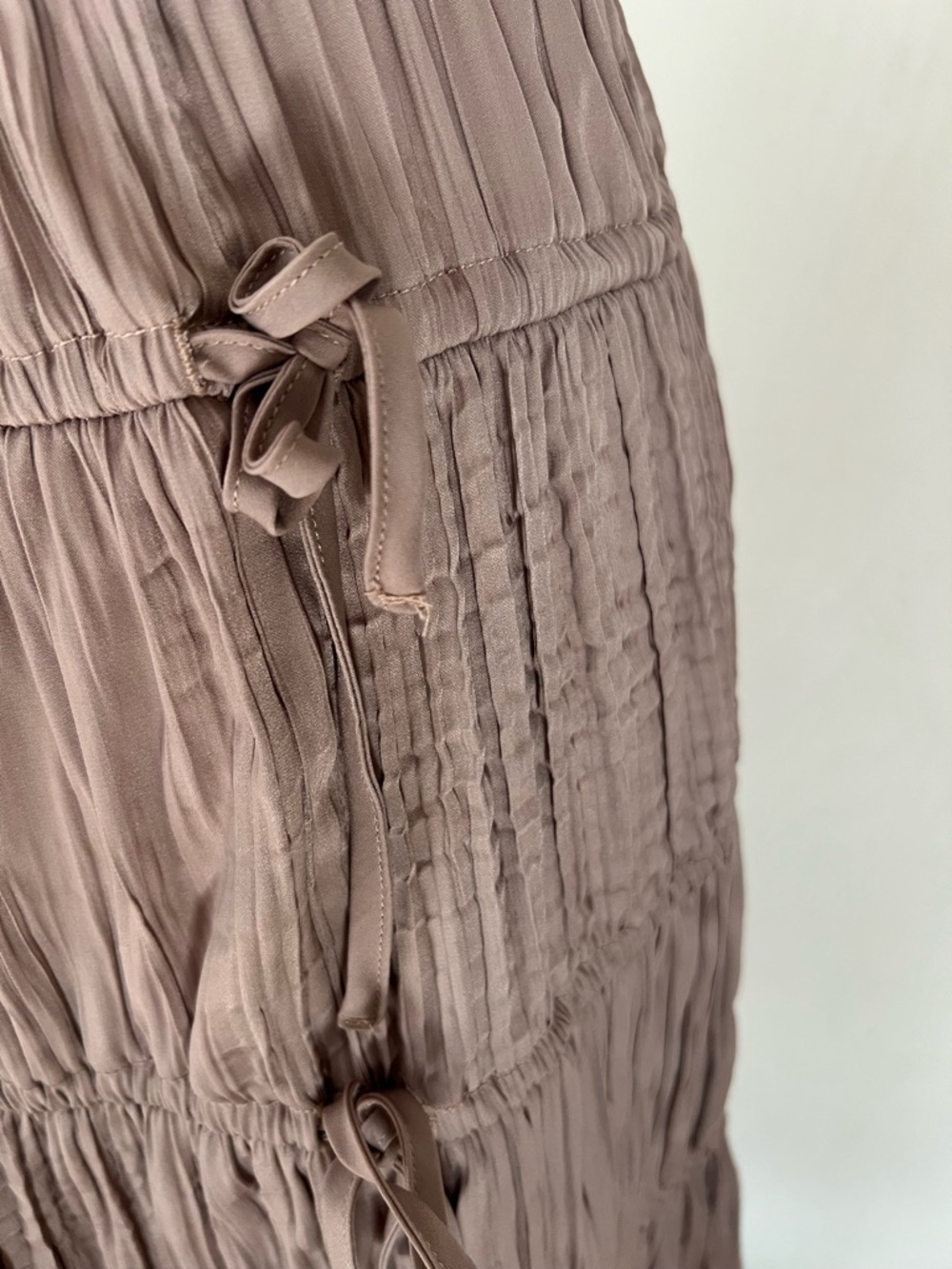 Free People Beige-Taupe Tiered Wrap (kind of) Midi Skirt, XS - EEUC / like new - Picture 10 of 13